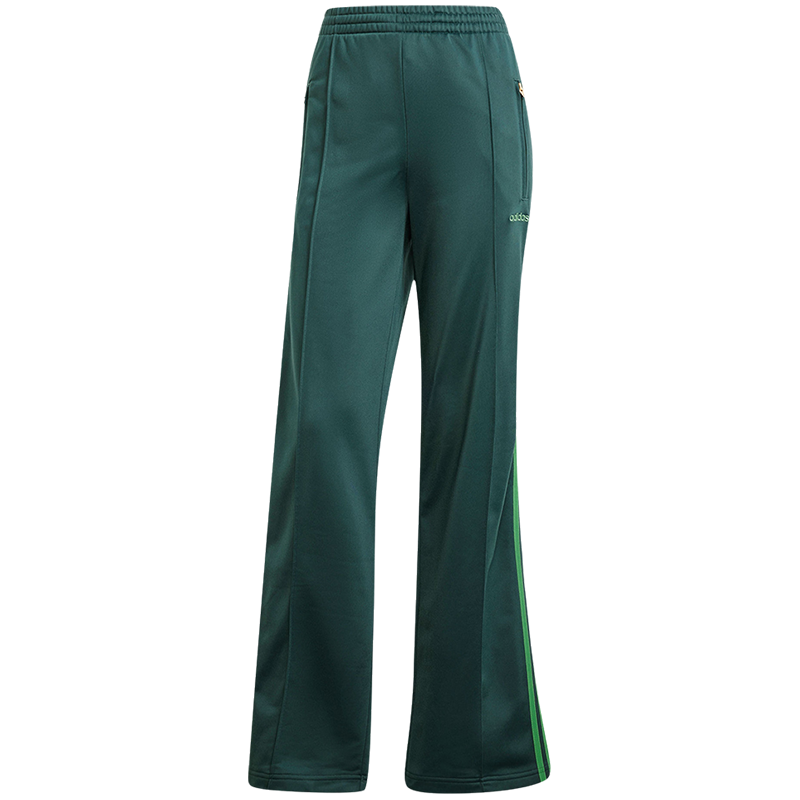 adidas阿迪达斯三叶草女裤三条纹运动微喇阔腿宽松针织长裤IZ2670