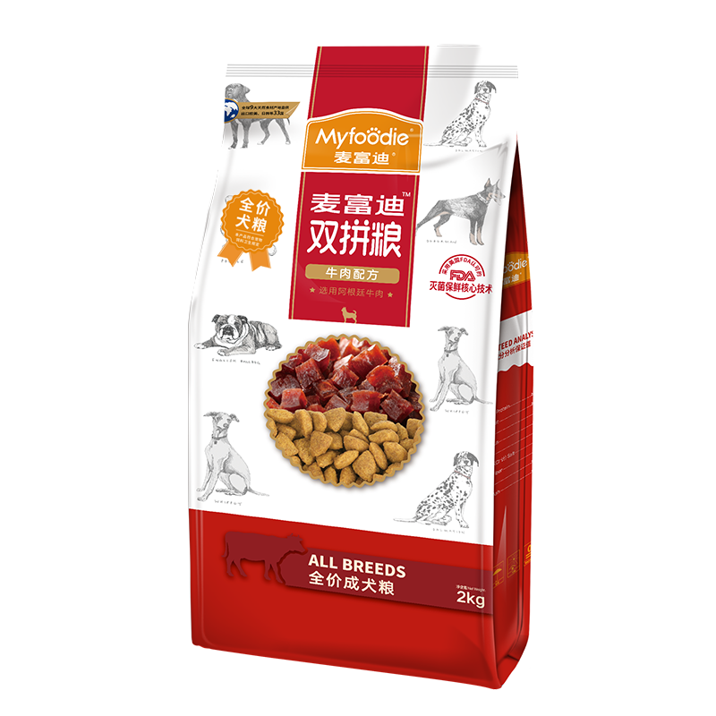 麦富迪狗粮 试吃装[牛肉双拼粮肉粒含肉量90%]通用型 小型犬 全价小型成犬1kg