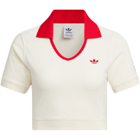 adidas阿迪达斯三叶草翻领T恤女高腰露脐短款短袖POLO衫 IN1082