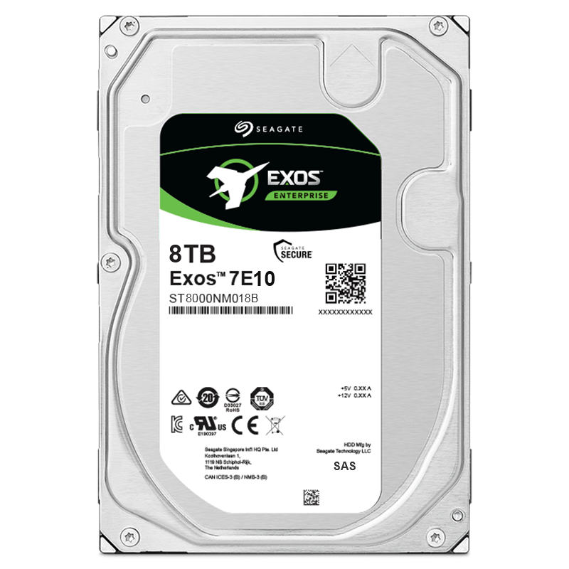 希捷(Seagate) 8TB 3.5英寸 SAS接口 7200转 256M 企业级硬盘 银河Exos 7E10系列 ST8000NM018B