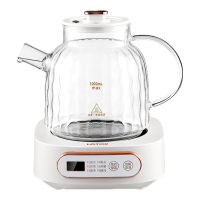 LOTOR浣熊养生壶办公室煮茶壶家用迷你煮茶器多功能玻璃烧水壶小型花茶壶恒温电热水壶 白色[轻音柔煮/八大功能] 1L