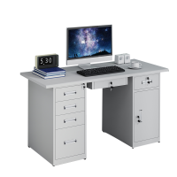 DXBG钢制桌子办公桌铁皮桌子电脑桌五斗一抽一门1.6m