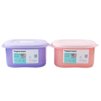 特百惠(Tupperware)微波层叠小方盒2件套800ml 冷藏密封保鲜盒饭盒