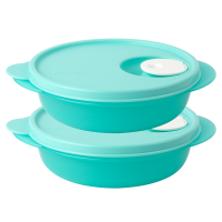 特百惠(Tupperware)微波午餐水晶碗390mlx2件套 微波炉加热饭盒密封塑料便当保鲜盒
