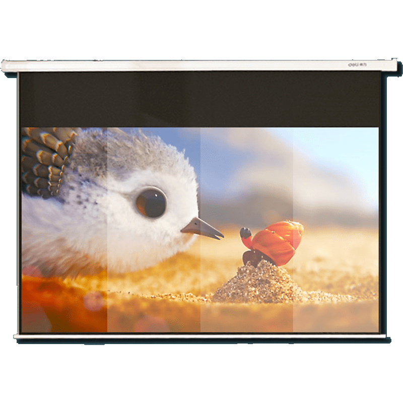 deli得力电动投影仪幕布100寸光子超高清家用办公投影布遥控自动升降_白塑120寸16:10线控升降50498