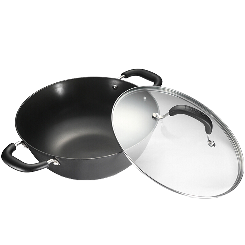 苏泊尔(SUPOR)炒锅大铁锅FC36Y1双耳深型铸铁锅无涂层生铁家用传统炒菜锅炖菜锅电磁炉燃气可用36cm