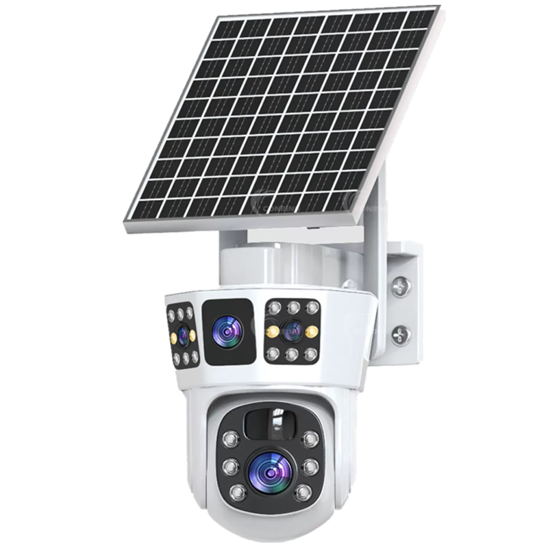 送监控录像卡 三镜头无需插电太阳能监控器360度无死角人形追踪4G流量卡手机远程家用室外防雨防雷高清夜视语音对讲摄像头