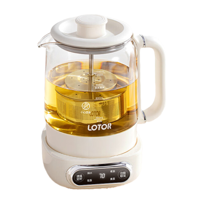 LOTOR浣熊煮茶器养生壶煮茶壶办公室萃茶烧水壶家用迷你升降蒸茶壶小型电热水壶保温一体恒温壶茶具 1L白色[升降茶漏]