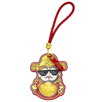 周大福大福红系列红财神黄金金币钥匙扣 EOR436精品 