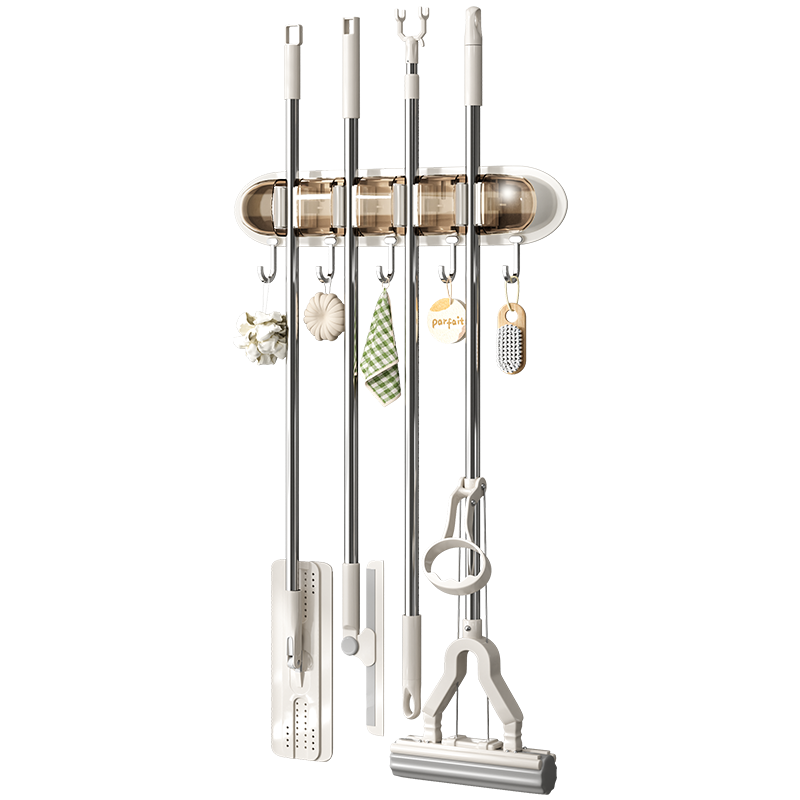 家佰利拖把壁挂夹挂扫把拖布免打孔挂钩固定架卫生间门后置物架神器