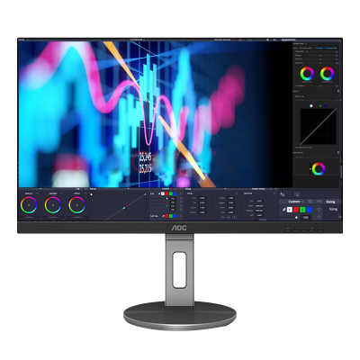 AOC显示器Q27N3C 27英寸2K高清75Hz IPS HDR Type-C接口90W TUV爱眼认证双向旋转升降内置音箱电脑显示器Q27N3C