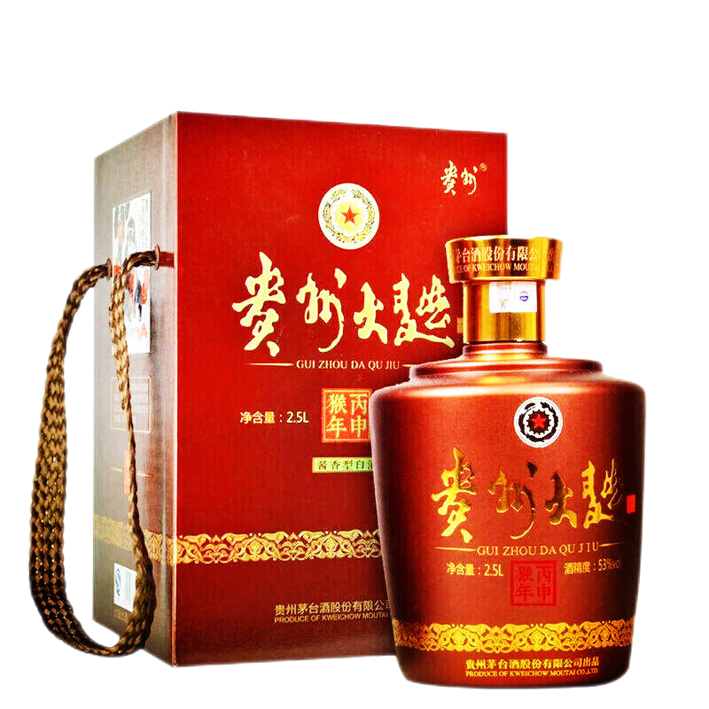贵州茅台 大曲生肖酒酱香型白酒53度 收藏礼盒酒2.5L 2016年日期贵州大曲生肖猴2.5L*1坛装