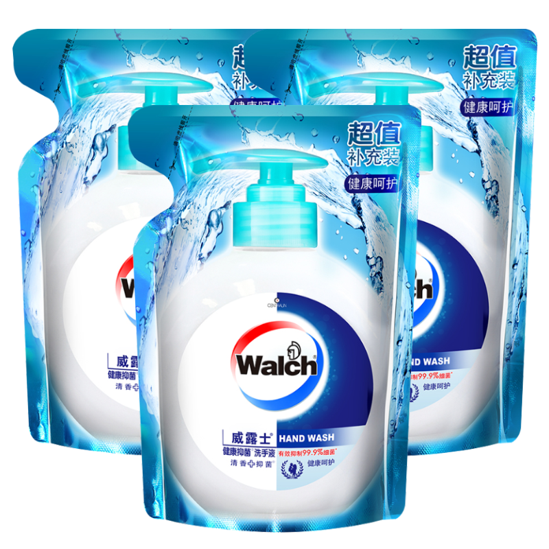 威露士抑菌洗手液健康呵护525ml*3袋洗手液补充装学生儿童洗手液家用组合装