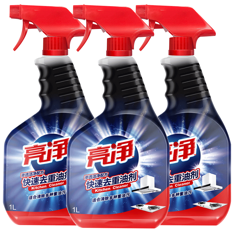 威露士(Walch)亮净快速去重油剂厨房油烟机去油污清洗剂1L*3瓶油污清洁剂