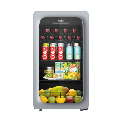 海尔(Haier)92升家用客厅办公室冷藏柜暖藏冰吧 茶叶饮料水果蔬菜保鲜柜囤货小型冰箱冰河银LC-92LH9ES1