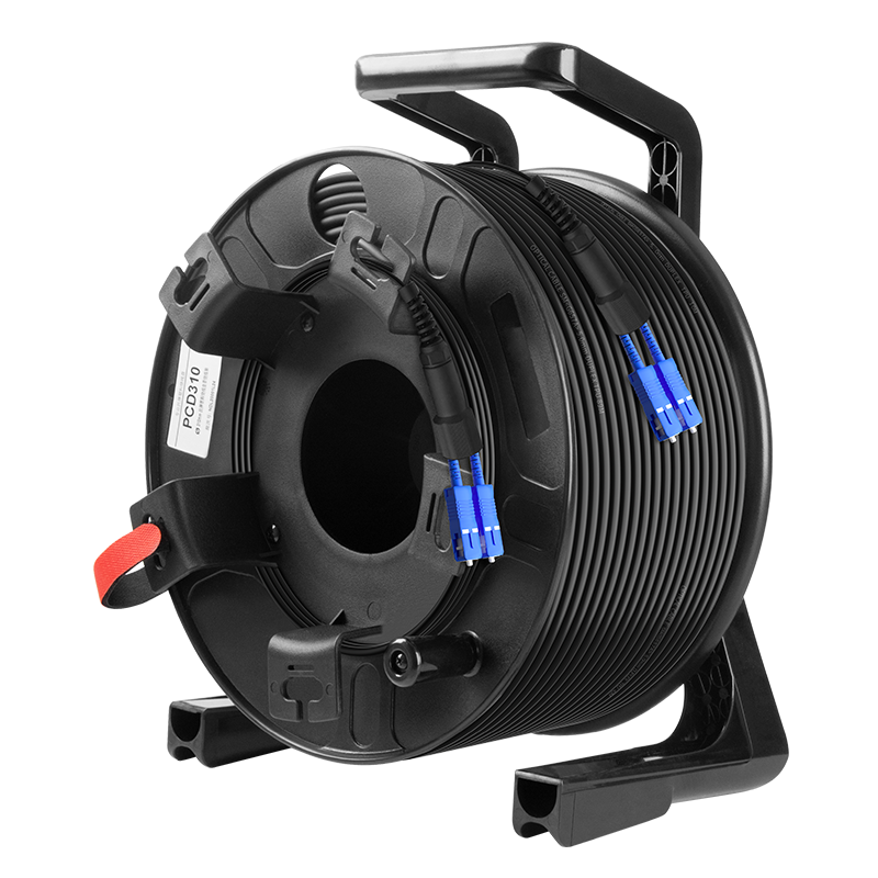 博扬 单模双芯室外光缆 铠装防水TPU 野外拉练抢修 SC-SC+150米+手提式放缆车 BY-2SYC-SC150M