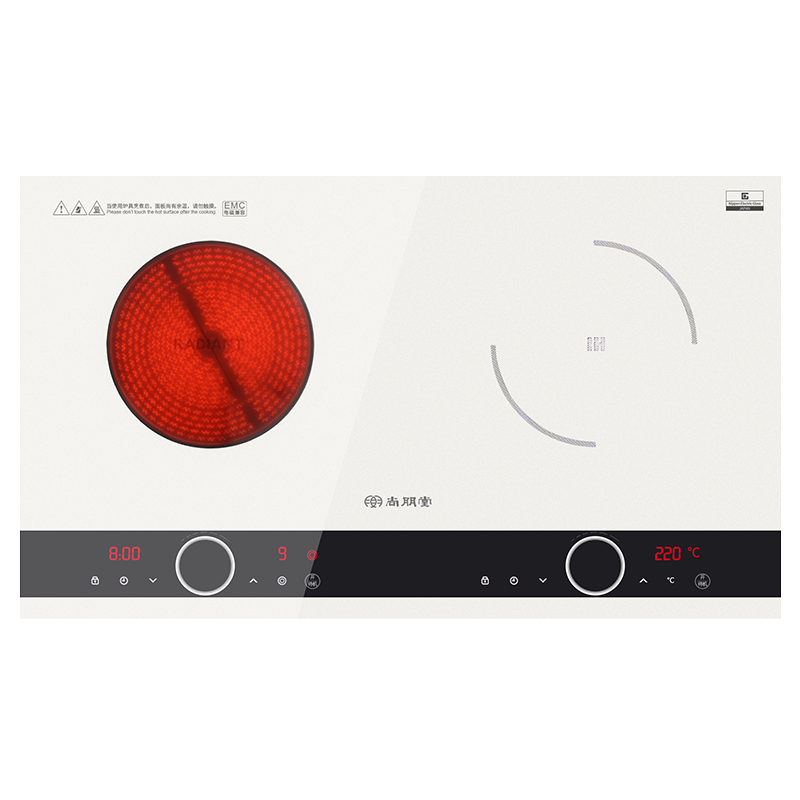 尚朋堂SD3499 家用厨房公寓台式镶嵌入式电磁双灶电陶炉德国进口面板炉芯双眼一电一陶 磁旋全息半桥技术双头电磁炉