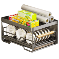 厨房碗碟收纳架橱柜内置物架抽屉式拉篮抽拉碗篮沥水碗架碗盘碗柜