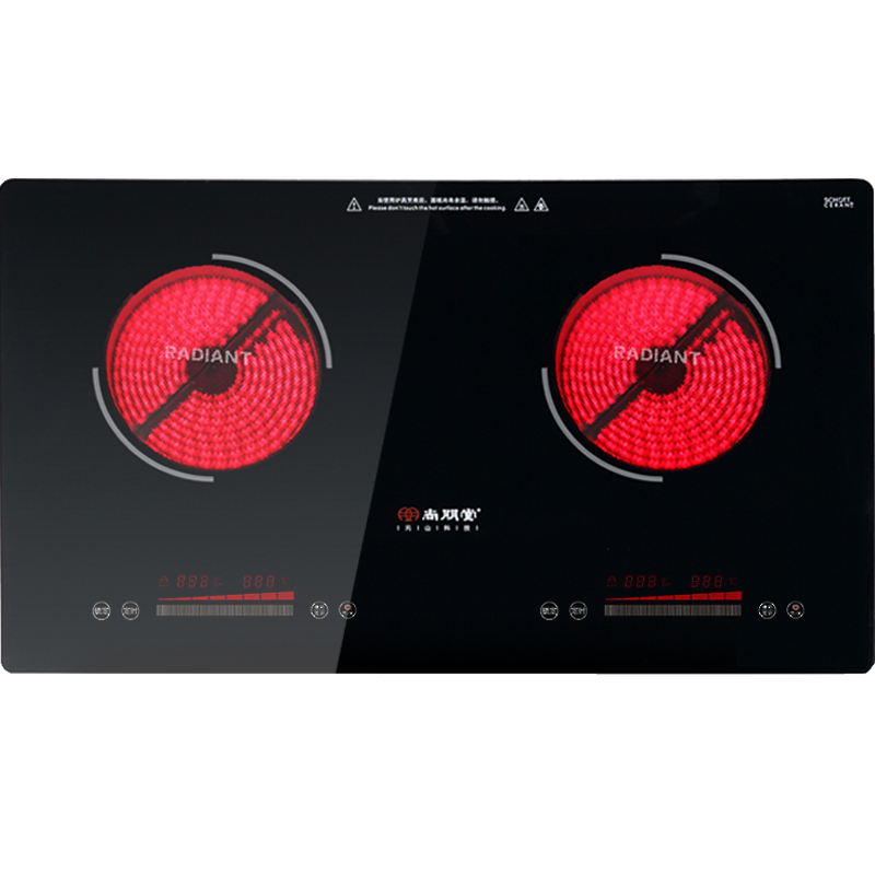 尚朋堂 YS-TA30H26 家用嵌入式双灶 双头电陶炉 德国进口肖特面板进口EGO炉芯低噪音不挑锅电磁炉 双头电陶炉