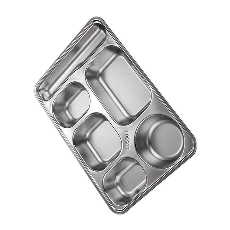 瓦图(WATU) 304不锈钢大六格餐盘 长方形餐盘 食堂餐具餐盘 34*23cm 1个装