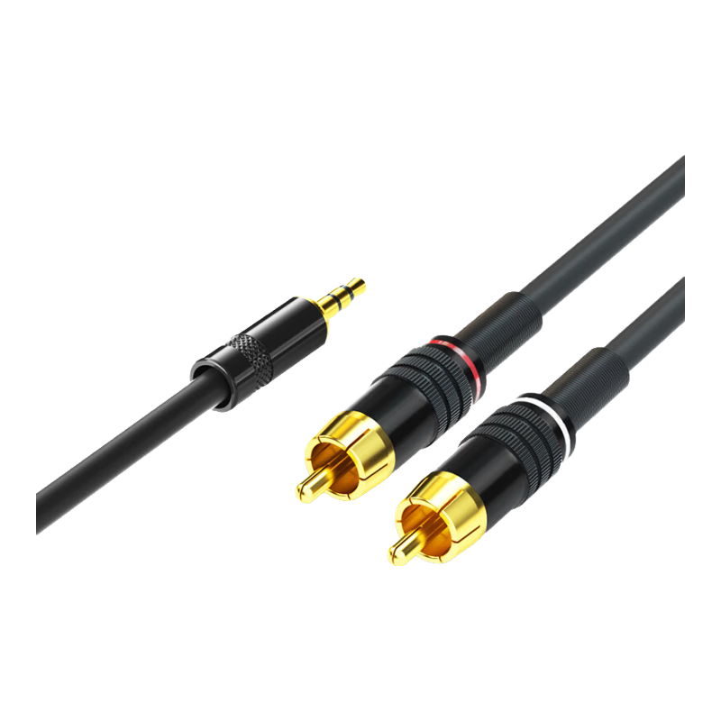 博扬 3.5mm音频线发烧级一分二 3.5转双莲花连接线 双声道立体声5米电脑音箱线 BY-3.5/2RCA-JJ-5M