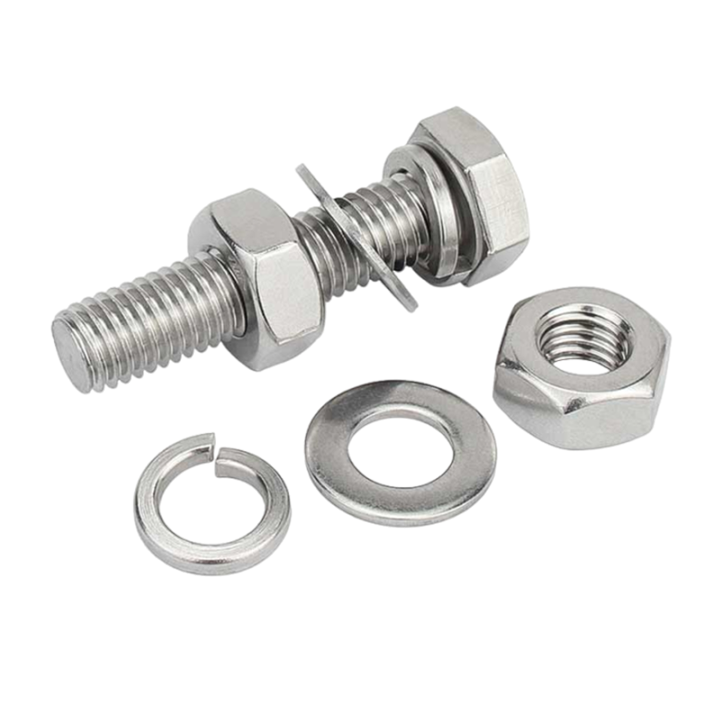 金超 304不锈钢外六角螺栓 含垫片 弹介 螺母 M20*80 10套/包(单位:包)