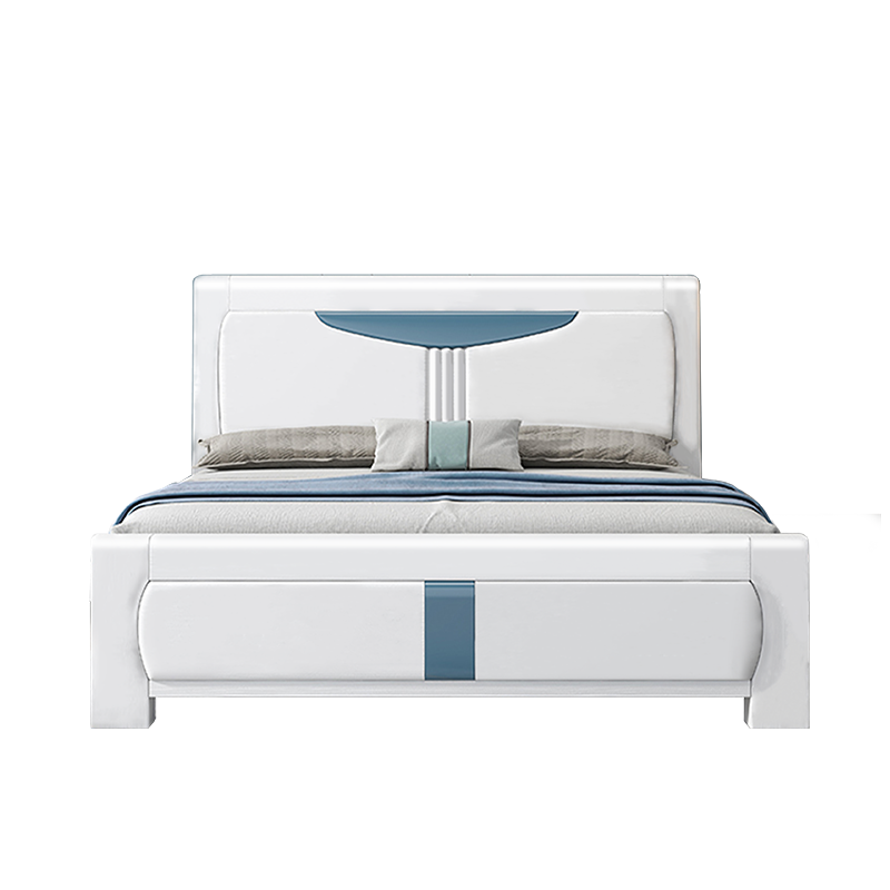 欧梵森 床 北欧橡胶木双人床主卧床1.5米日式实木床夜灯储物床现代简约轻奢卧室组合婚床套装1.8米小户型家用床卧室家具