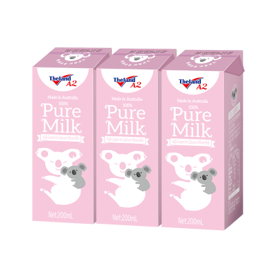 纽仕兰澳大利亚进口A2-β酪蛋白全脂纯牛奶200ml*3盒粉色尝鲜装