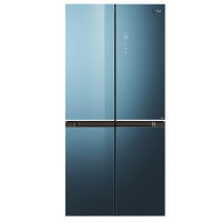 美的480L十字门四门冰箱一级智能变频风冷无霜家用大容量玻璃面板双循环纤薄机身铂金净味BCD-480WSGPZM(E)