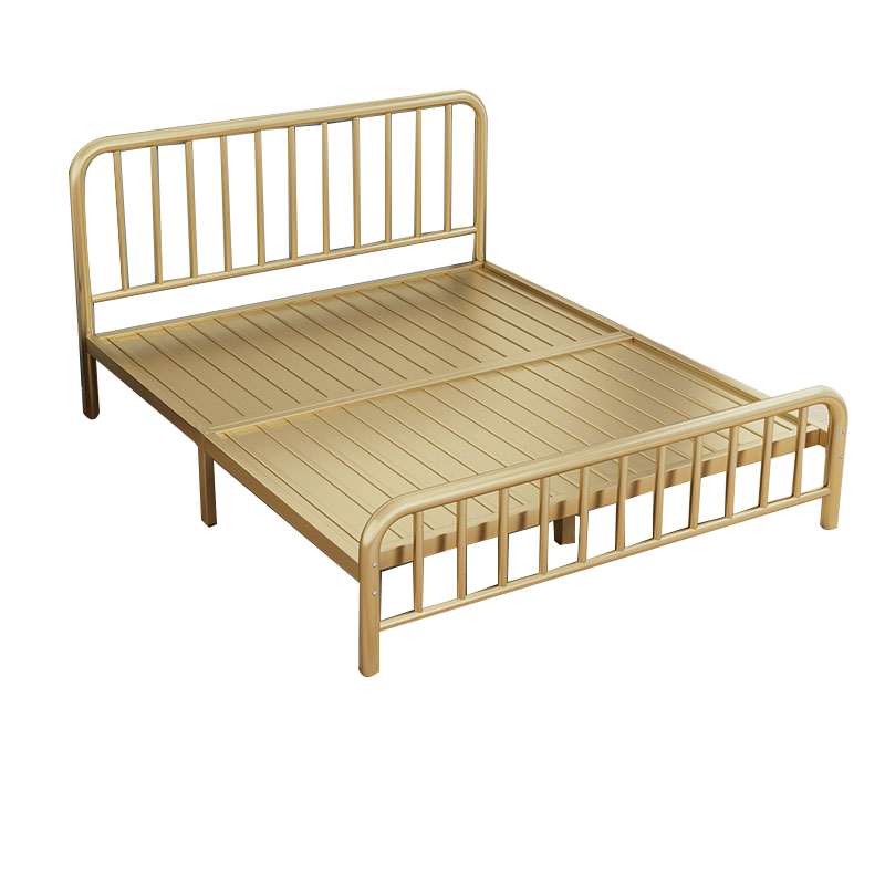 质凡铁艺床双人床简约现代铁架床磨砂黑[床底加横梁]排骨架