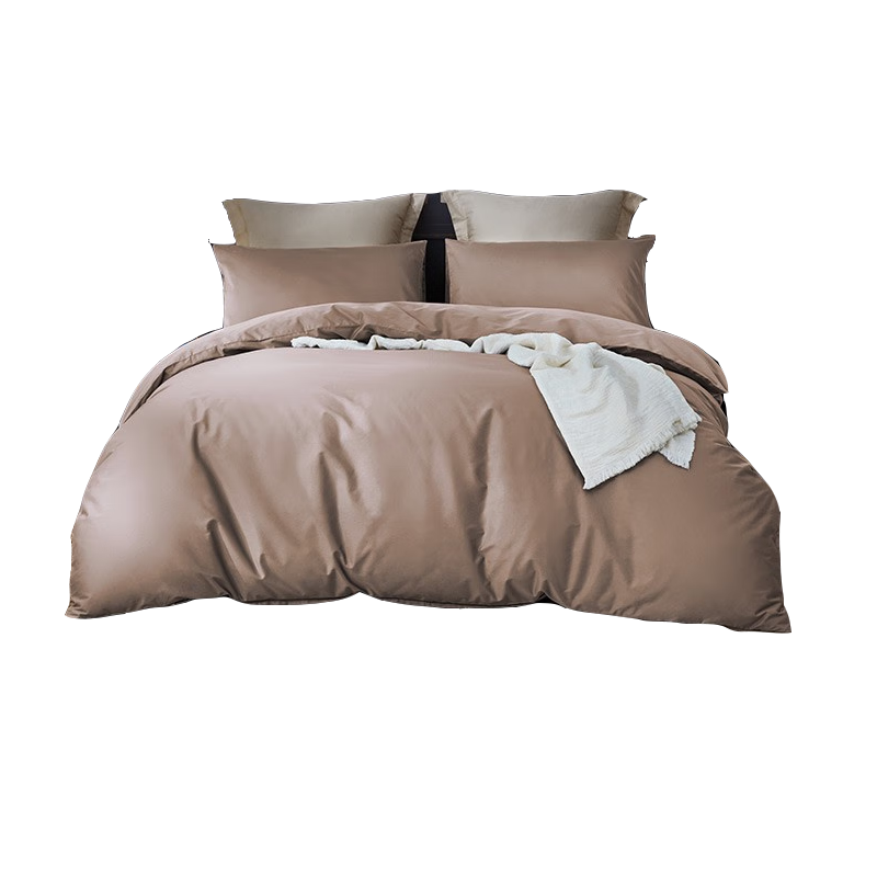 罗莱 简粹60S全棉贡缎四件套-咖色