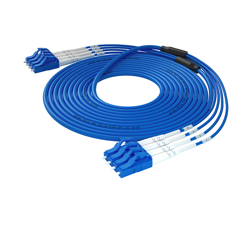 博扬 电信级铠装六芯光纤跳线LC-LC 50米 单模6芯 铠甲尾纤防鼠咬金属钢丝抗拉压光纤线 BY-K50556S