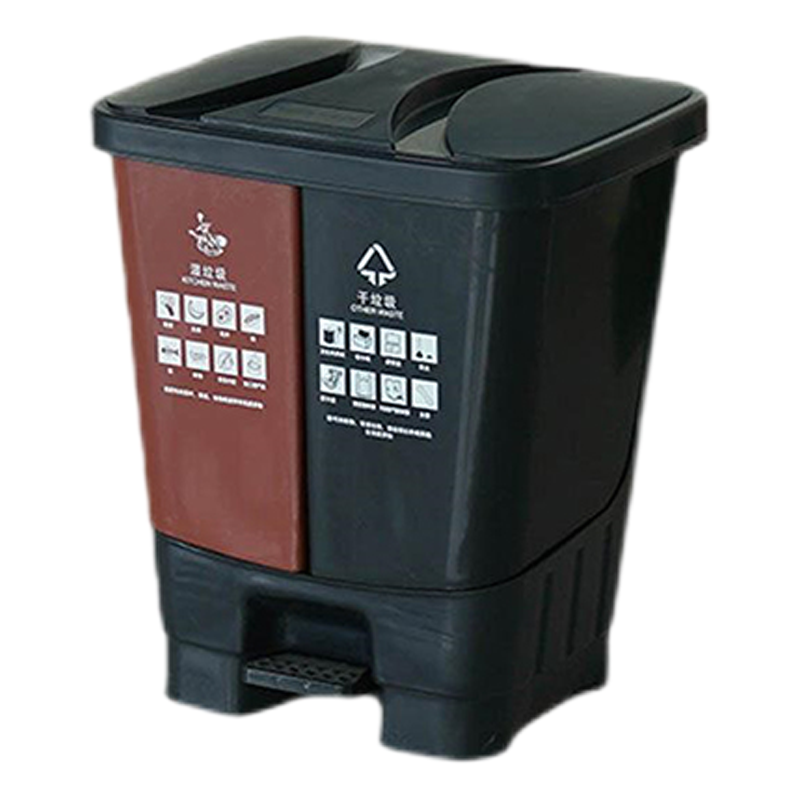 君佰益 分类脚踏式垃圾桶 20L 咖啡黑