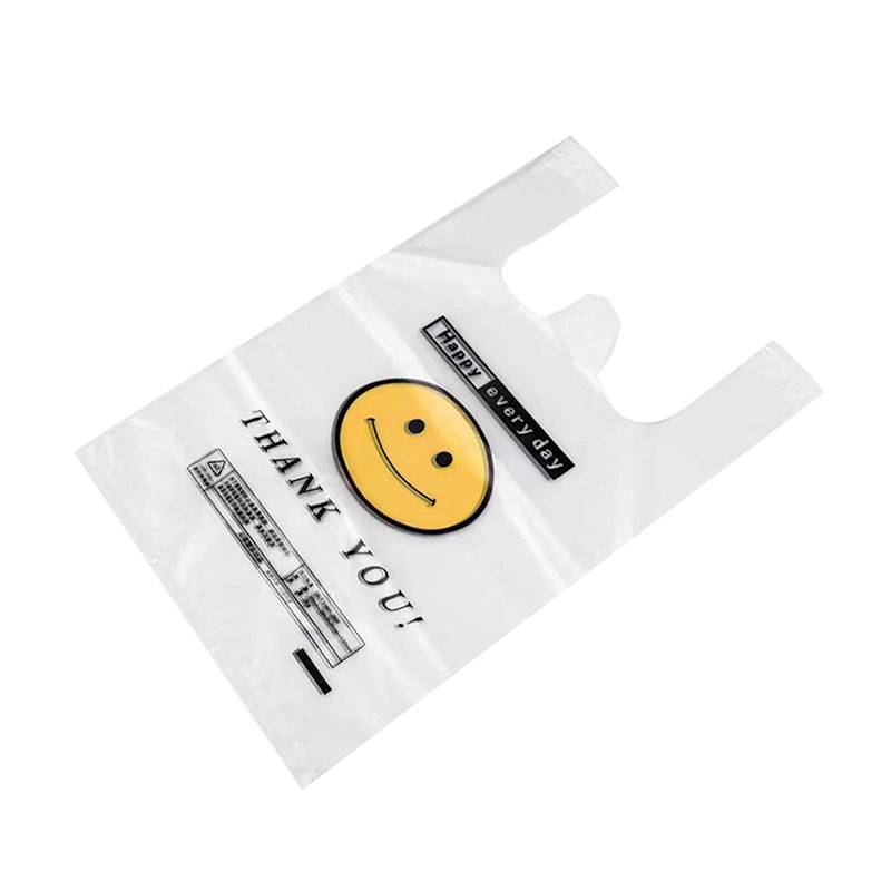 顺心优 一次性加厚款笑脸背心食品袋塑料袋子 购物袋 24*38cm/个