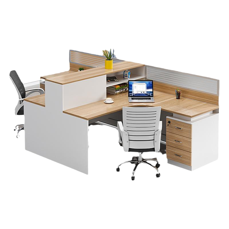 易企采 T型双人位不含椅 职员办公桌组合简约现代员工位卡座屏风隔断办公桌