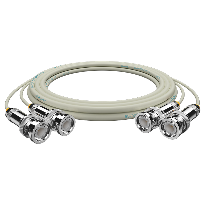 博扬 2M跳线BNCE1接头成品跳线 syv75同轴电缆DDF转接跳线2芯25米BY-BNC/BNC-2-1*2-25m