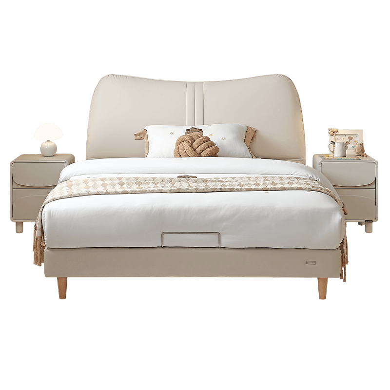 全友家居儿童皮艺软包床家用小户型男女孩实木脚单人床