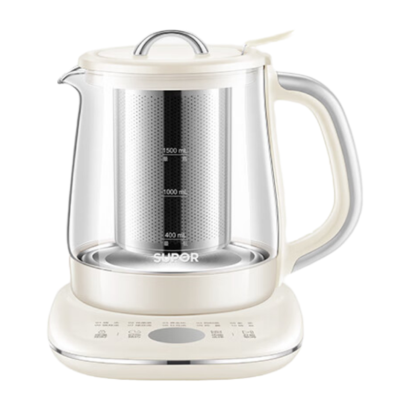 苏泊尔(SUPOR)养生壶 煮茶壶 1.5L家用 保温花茶壶煮茶器316L不锈钢 恒温电热水壶烧水壶 SW-15YQ51