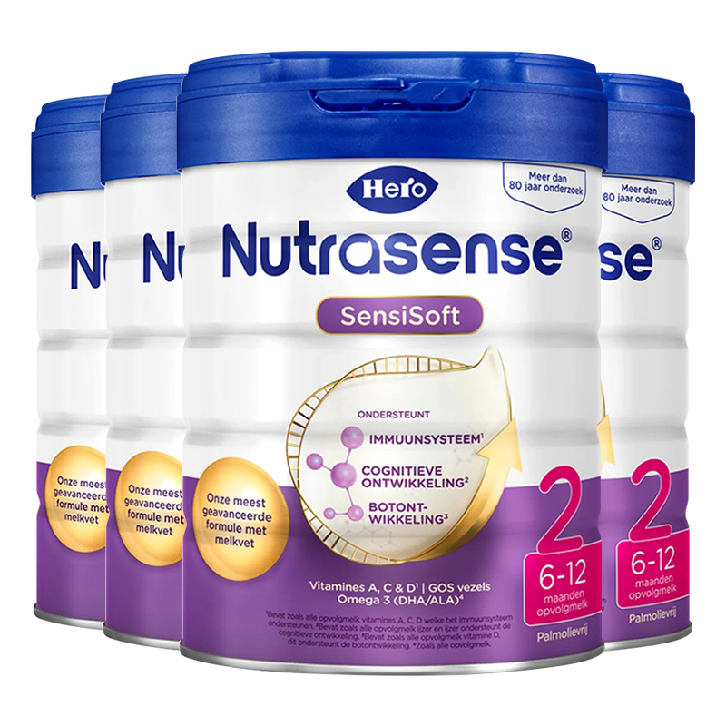 [4罐装 有效期25年11月]新包装原装进口荷兰本土版Hero Baby美素白金版婴幼儿奶粉2段800g 富含营养