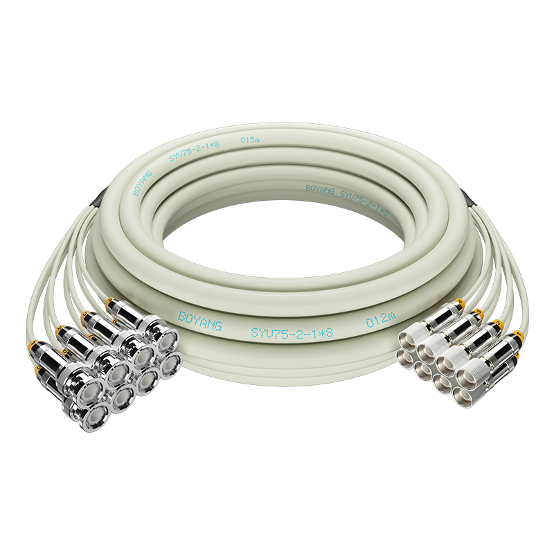 博扬 2M跳线BNCE1接头成品跳线 syv75同轴电缆DDF转接跳线 8芯3米BY-BNC/L9-2-1*8-3m