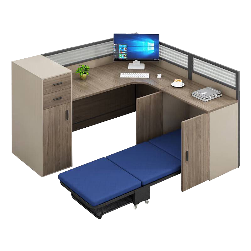 杰心AI-JABOR 屏风工位职员办公桌L型带折叠床SL-5485(可定制)/张