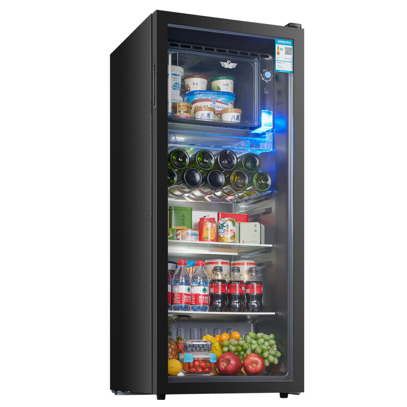 新飞冰吧冷藏柜 欧式恒温红酒柜酒店家用小型单门办公室保鲜展示茶叶饮料柜 210升黑JC-210DC