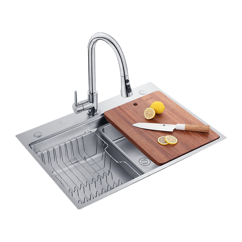 欧琳水槽9127大单槽SUS304不锈钢水槽大单槽加厚3mm面板厨房洗菜盆台中盆洗碗池694mm*500mm加厚平边面板