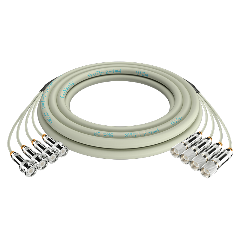 博扬 2M跳线BNCE1接头成品跳线 syv75同轴电缆DDF转接跳线 4芯5米BY-BNC/L9-2-1*4-5m
