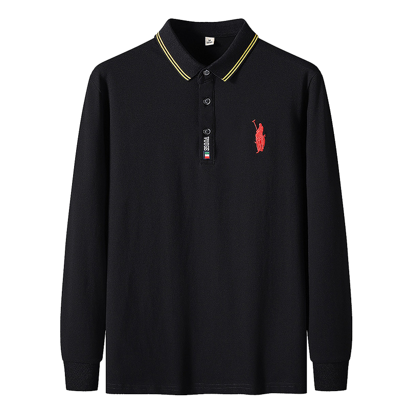 爺特(YETE)2024春秋季新款青年长袖polo衫男士商务休闲纯棉翻领刺绣卫衣