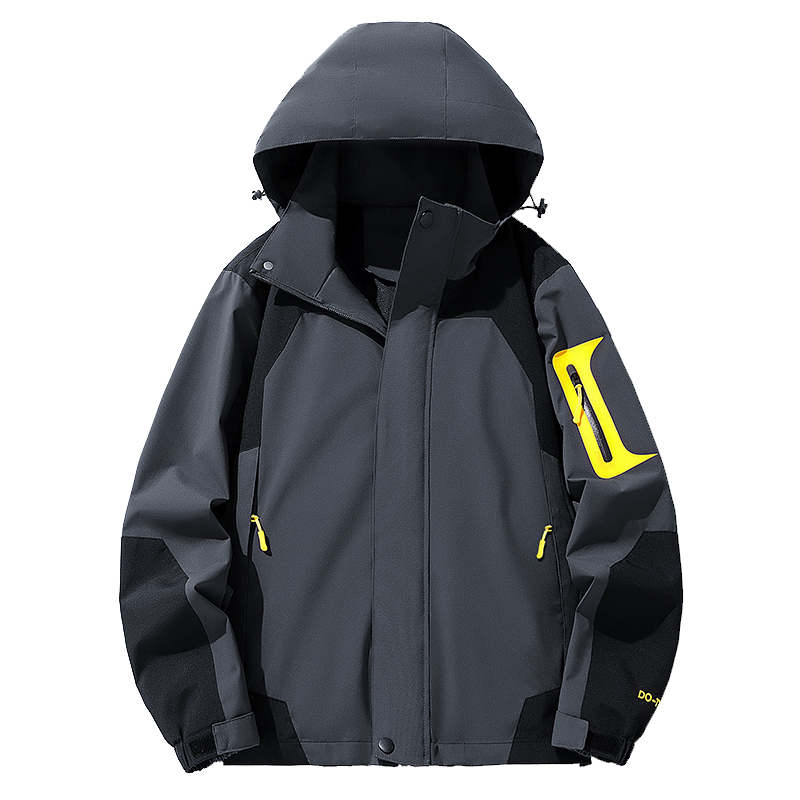 爺特(YETE)男士春秋季新款运动登山防风防水冲锋衣潮牌青年宽松连帽外套