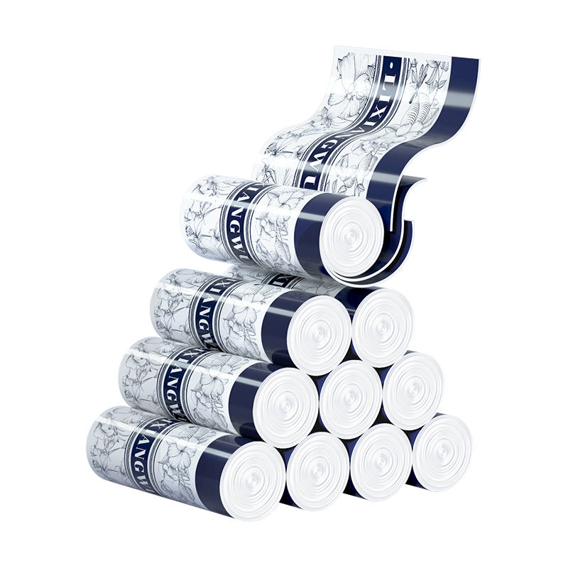 免撕印花垃圾袋抽绳塑料袋家用加厚客厅厨房大号手提式清洁袋2386