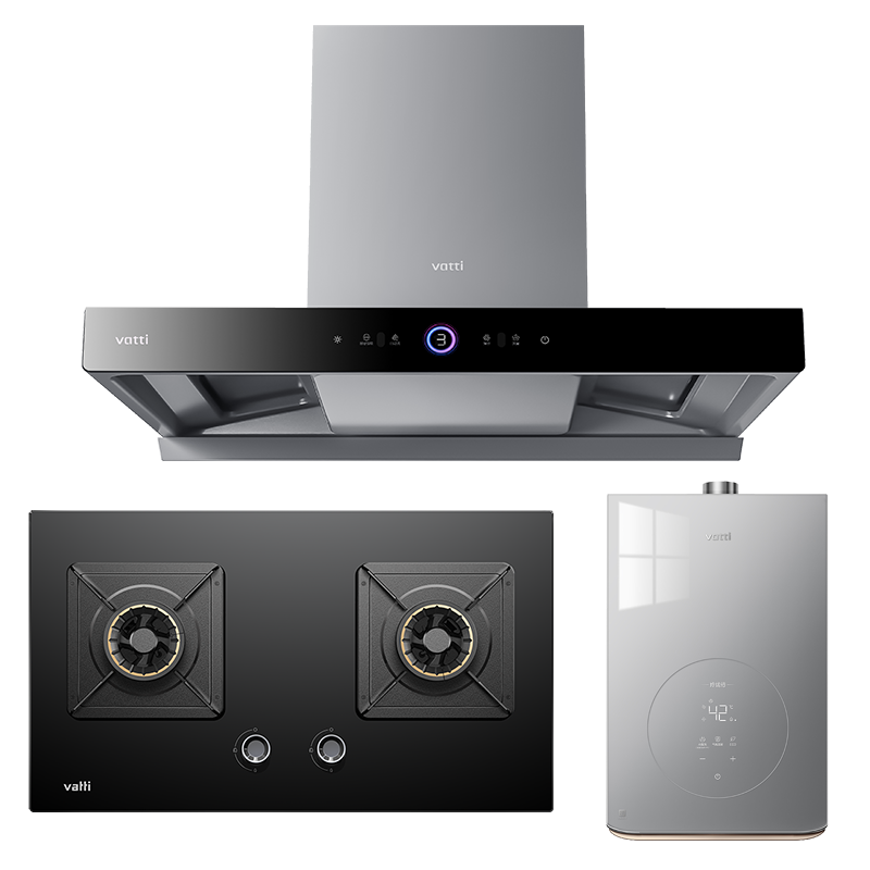 华帝欧式顶吸25立方变频三腔油烟机5.2kW燃气灶具16L恒温燃热烟灶热三件套餐 S12+75B+12165-16