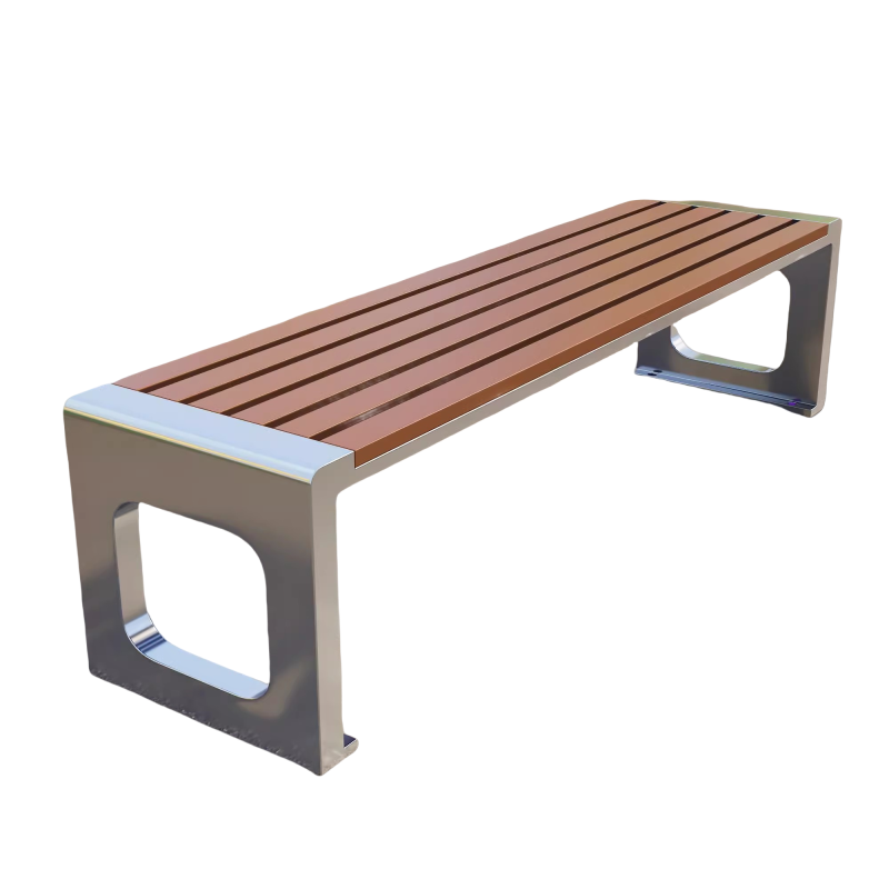 迅迈 不锈钢回型120*40*45cm公园椅户外长椅长条凳子室外防腐塑木小区商场休闲座椅庭院