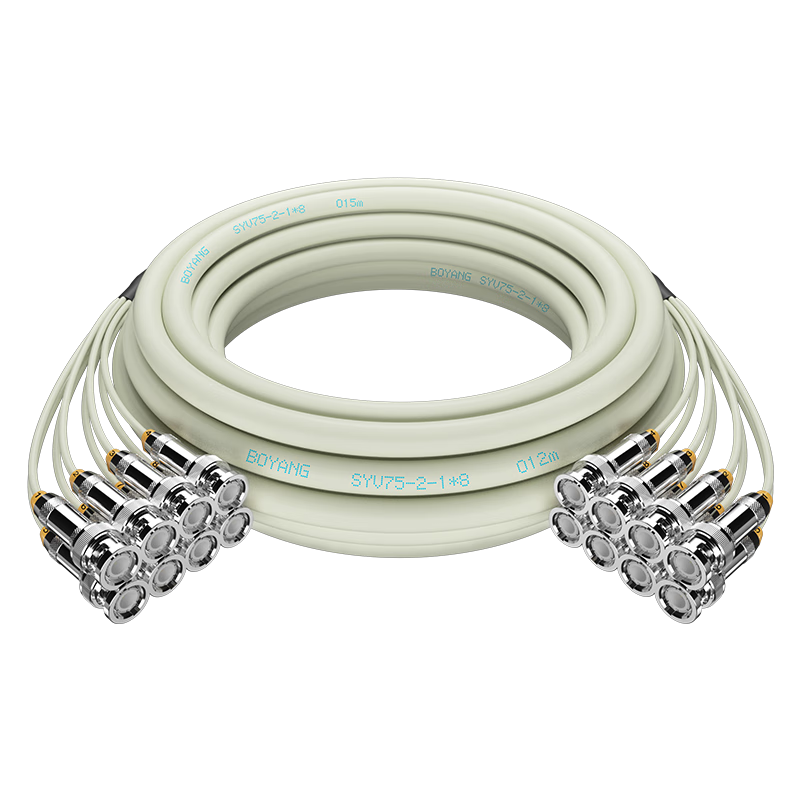 博扬 2M跳线BNC E1接头成品跳线 syv75同轴电缆DDF转接跳线 8芯2米BY-BNC/BNC-2-1*8-2m